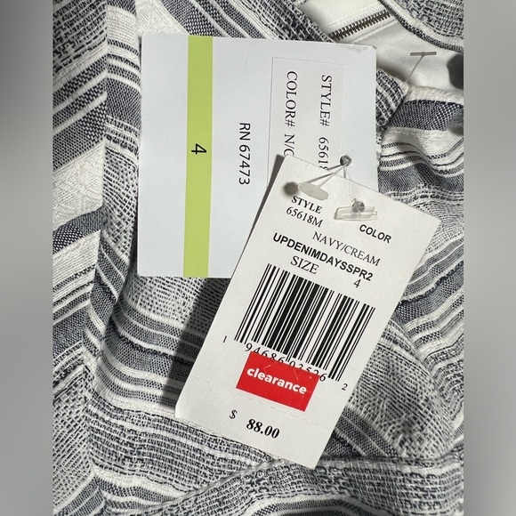 Violet Weekend Navy/Cream Stripe Cropped Jumpsuit Size 4 NEW Retro Wide Leg - Picture 10 of 13